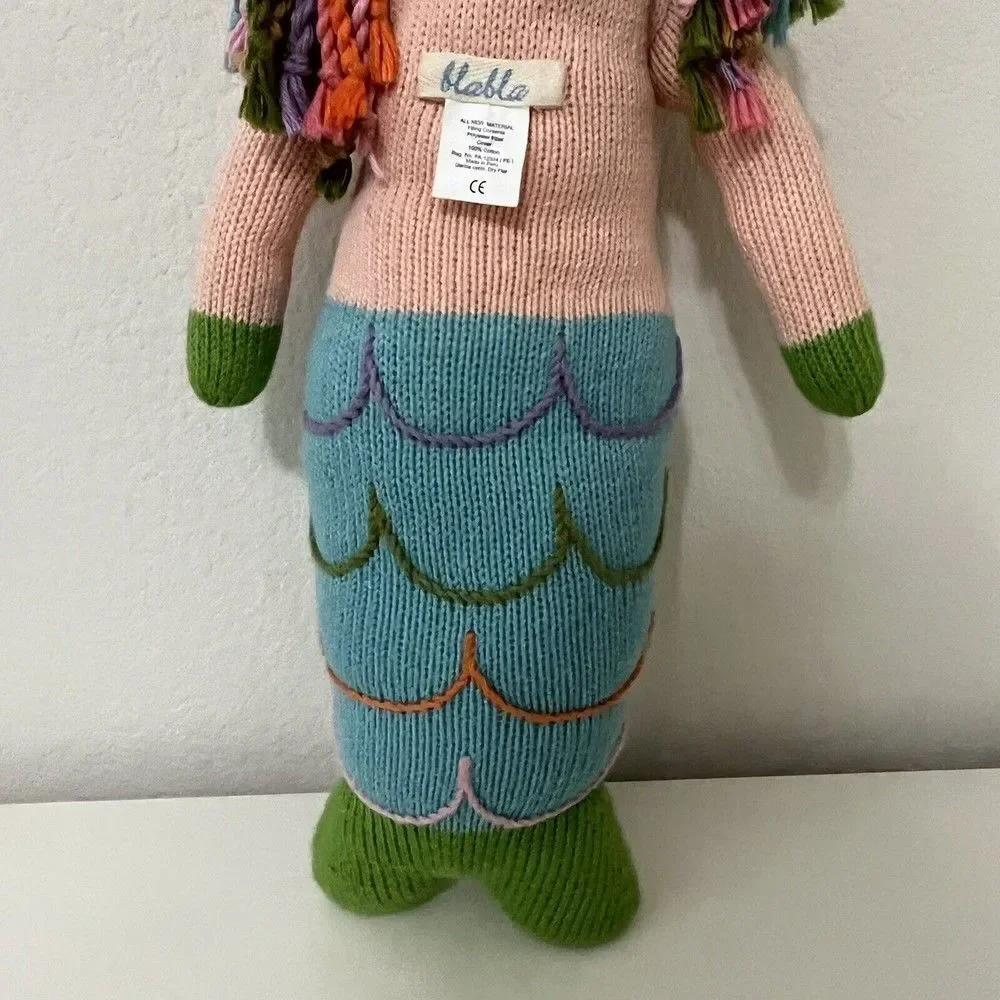 Blabla Kids Regular Mermaid Doll Hand Knitted Plush Blue Tail 18
